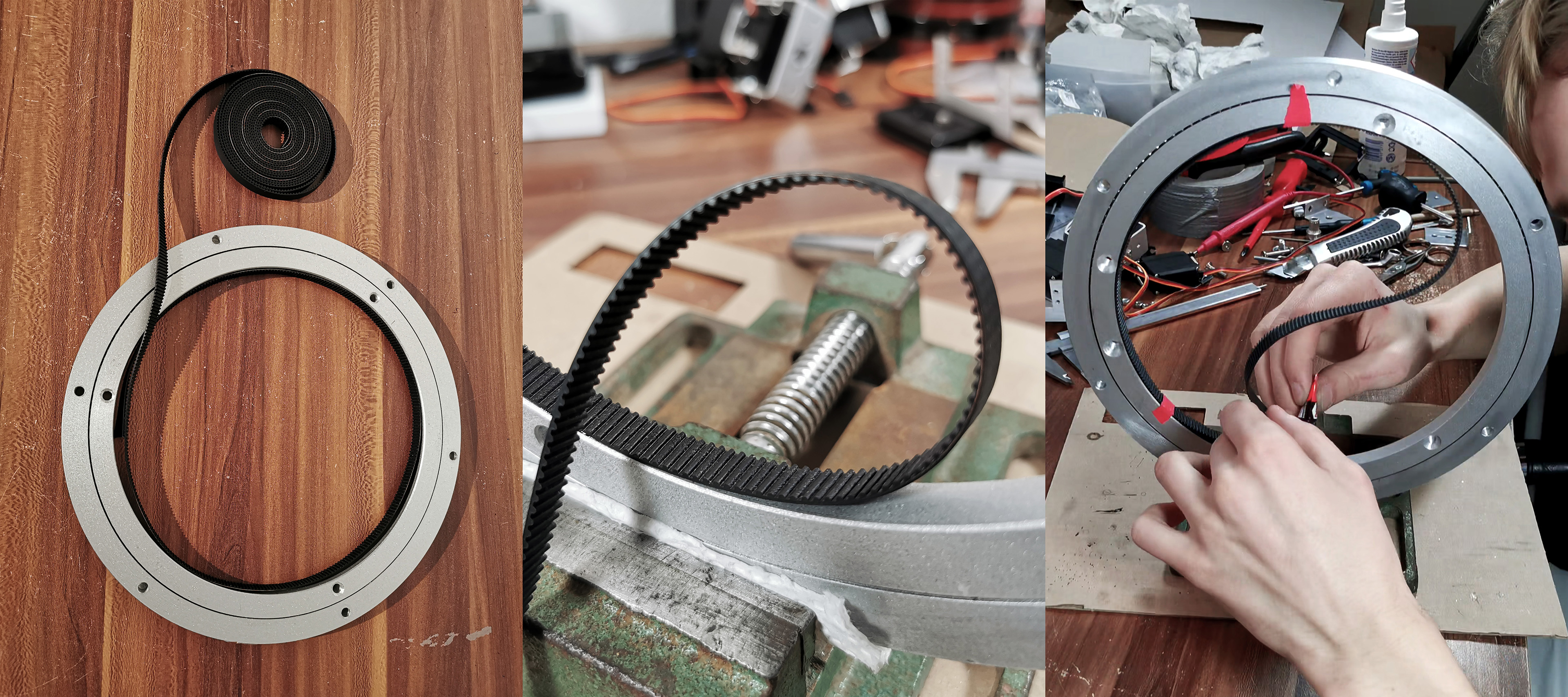 Timing belt installed on bearing